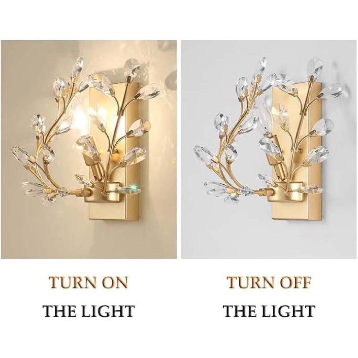 Crystal Wall Sconce, Elegant Flower Branch Wall Sconce Lamps, Modern Minimalist Wall Decor Bedside Wall Lighting Pendant Wall Lamp Fixture for