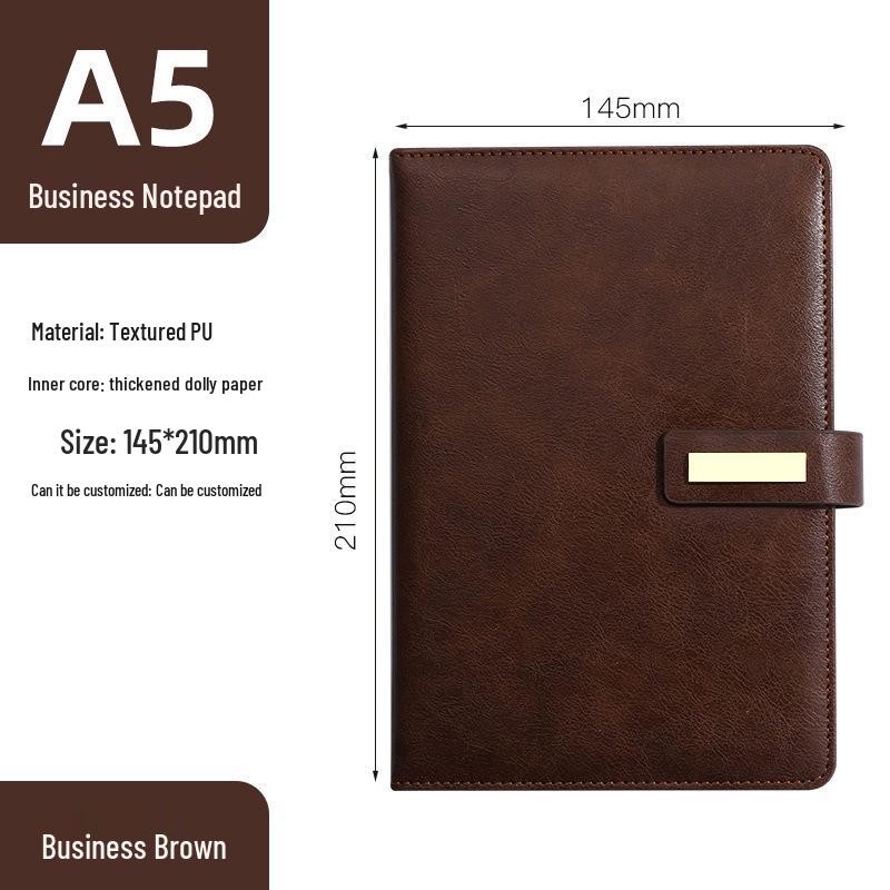 A5 Custom Logo Business Notebook | Soft Leather, Thickened, Buckle Diary with Gift Box