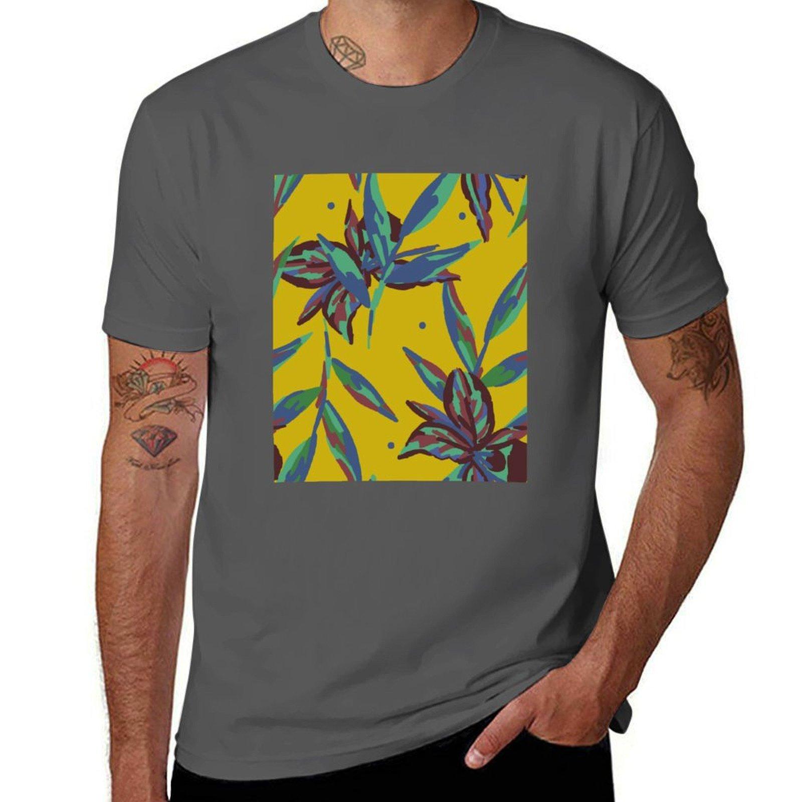

Motif Tahiti exotique jaune moutarde décoration T-Shirt t shirt man plain t shirt man casual T-Shirt 4XL