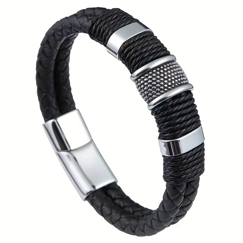 Retro Faux Leather Men's Bracelet | Multi-Layer, Faux Beaded, Jewelry Wrist Bracelet Gift, Father's Day Gift, Christmas Gift
