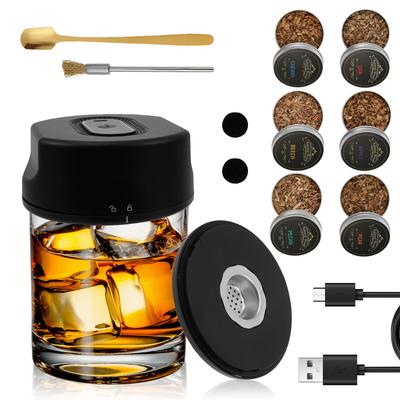 Kit Afumător Electric pentru Whiskey cu 6 Aromate de Chipsuri de Lemn Kit Afumător Reîncărcabil pentru Cocktailuri Nu Necesită Butan pentru Bărbați Tată Soț