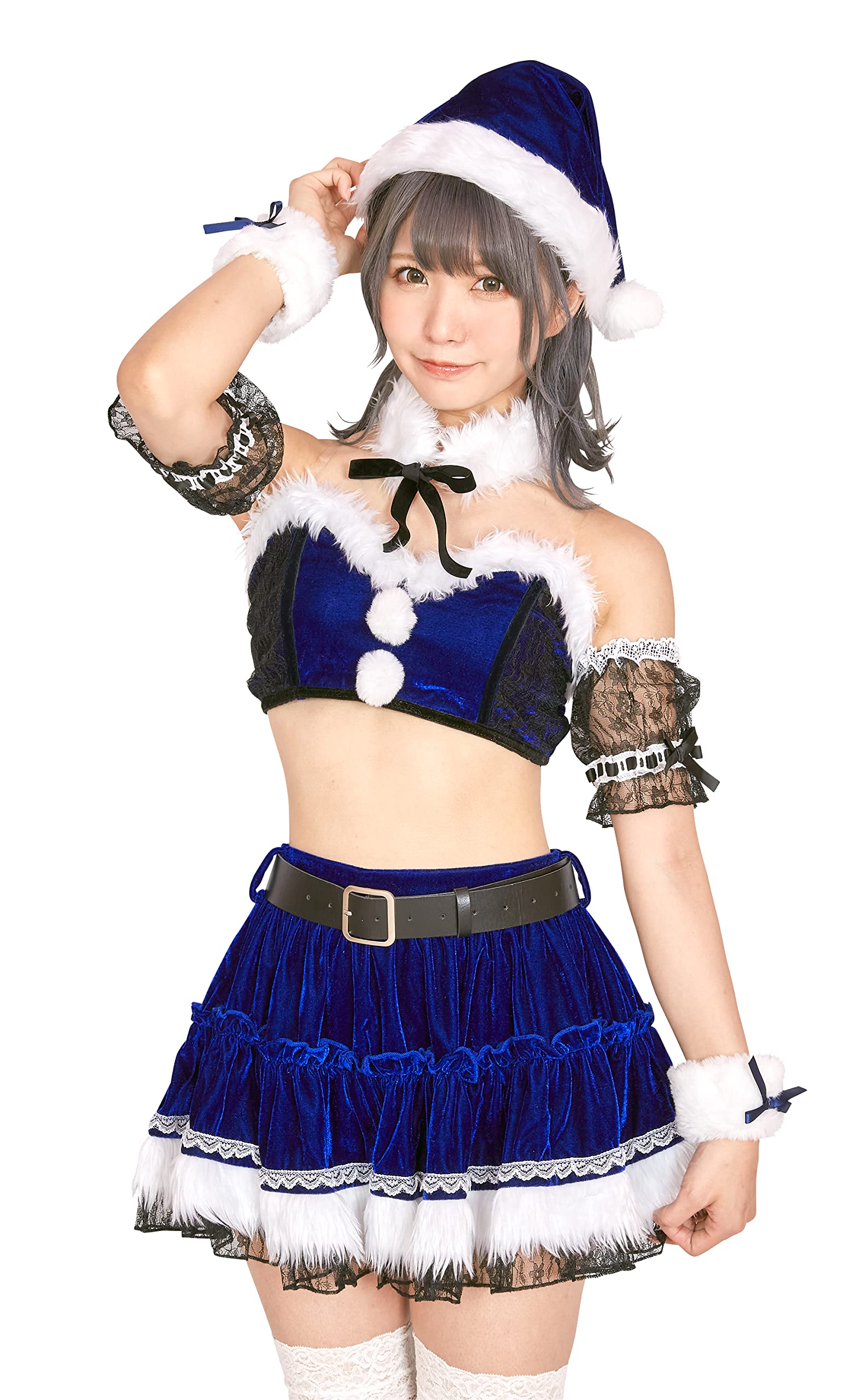 

Clearstone SugarWhip Cosplay Christmas Lace Bustier Royal Santa, Blue, Women s