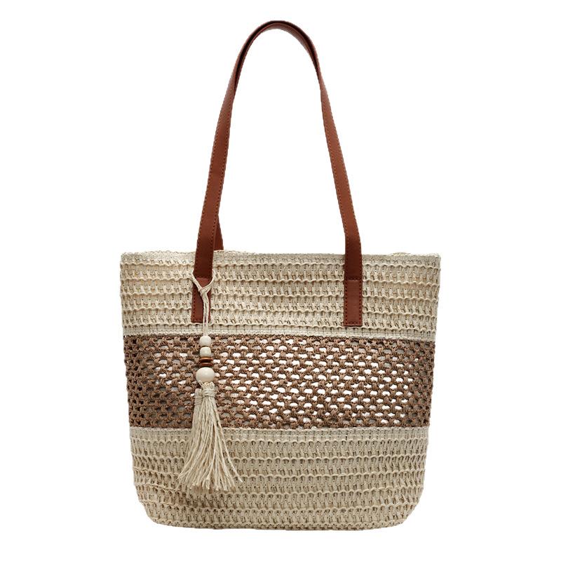 Tragetasche Großraum Ein-Schulter-Tasche für Frühling und Sommer Strukturierte gewebte Pendeltasche