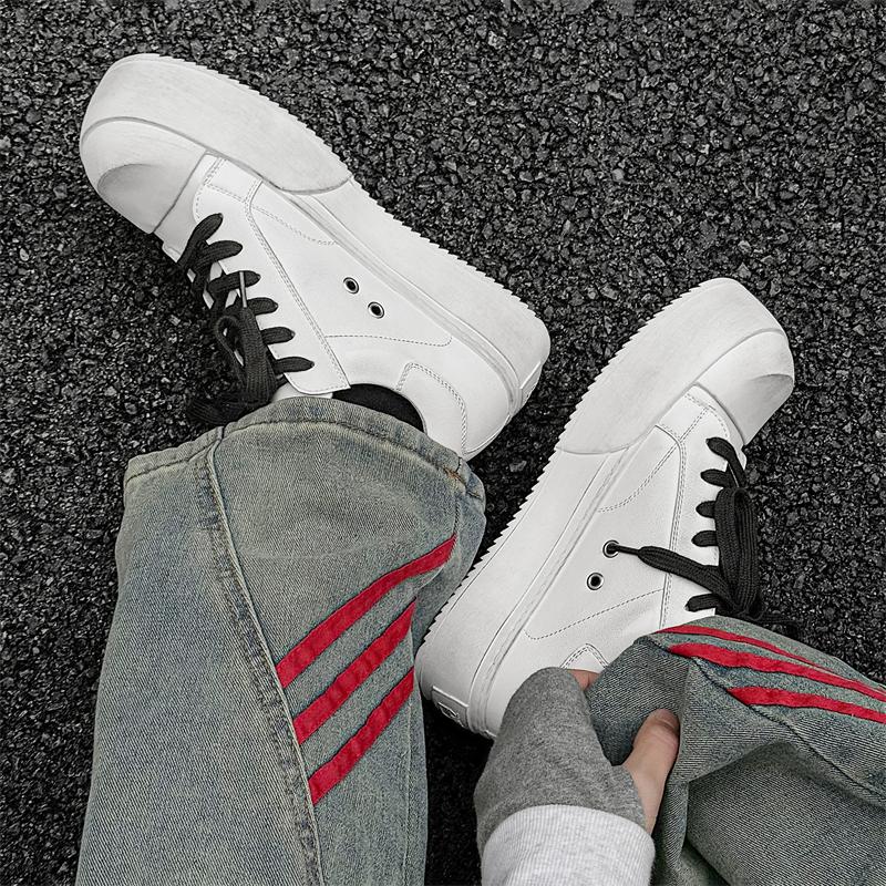 Fashion Hot Sale Men's Casual Shoes Young Thick Sole Heightened Walking Derby Shoes Lace-up Comfortable Outdoor Non-Slip Flats Shoes