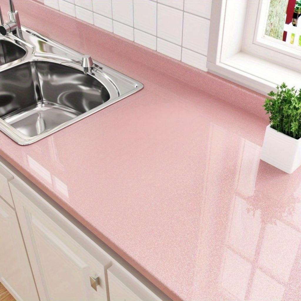 PVC Perlmuttfolie Wasserdichte Tapete Zimmer DIY Selbstklebend Rosa/Weiß Kleiderschrank Küche Hochglanz Kleben Möbel Wandaufkleber