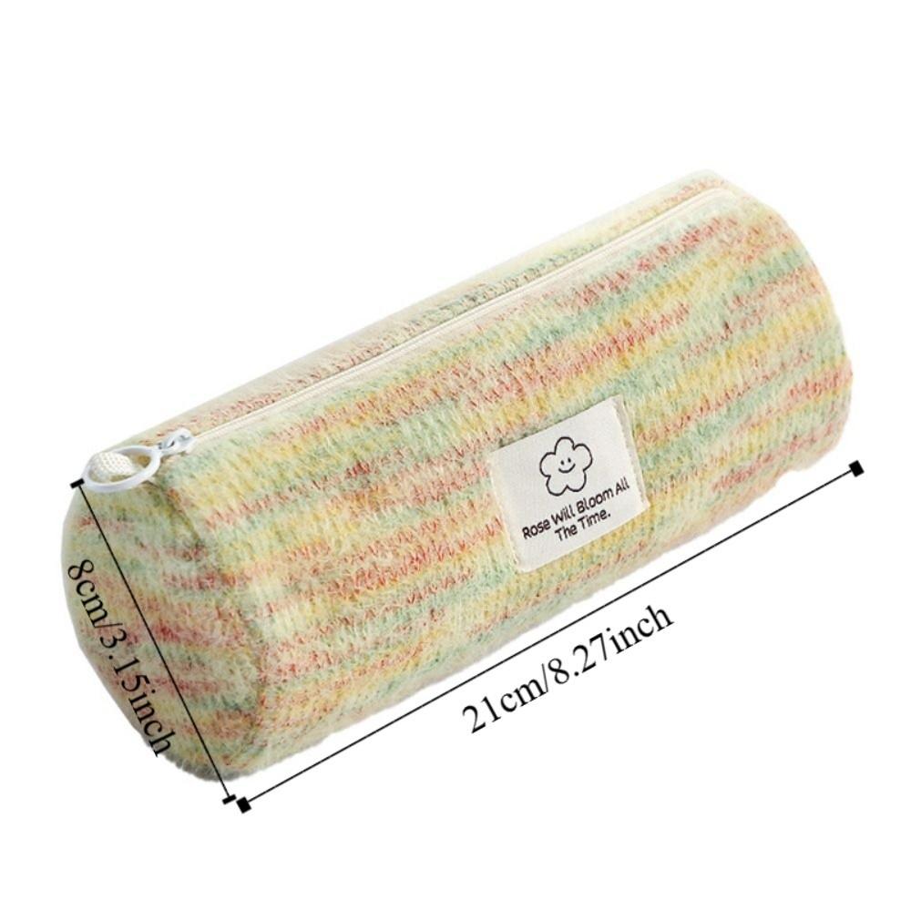 Portable Large Capacity Woven Pencil Case Canvas Plaid Scratch-proof Cosmetic Storage Bag Little Fragrance Kawaii Pen Bag Travel