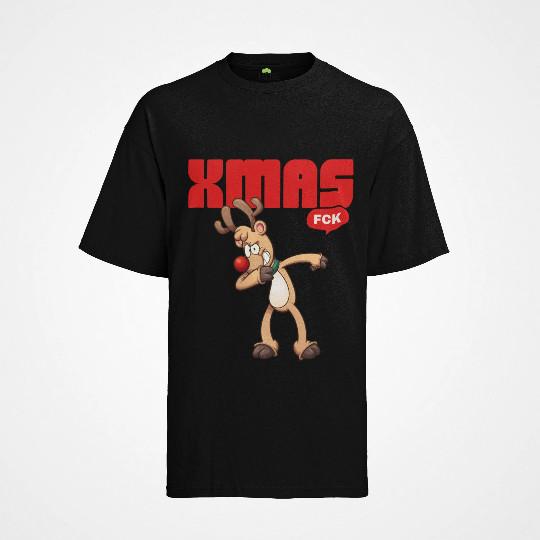 

Organic Cotton Xmas FCK Christmas Chrismas Funny Rudolph, the Red-Nosed T-Shirt XL