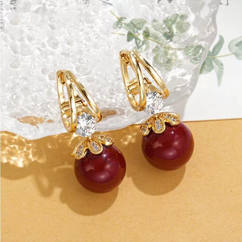 French Exquisite Light Luxury Flash Diamond Pearl Earrings Women's High-end Earrings Niche Earrings