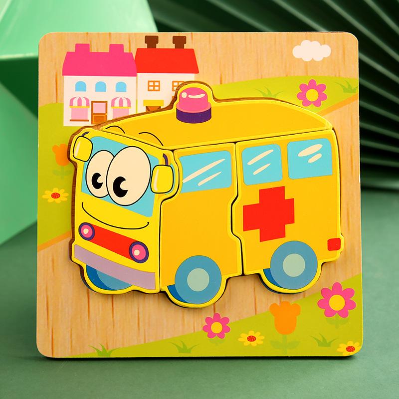 High Quality 3D Wooden Puzzle Baby Cartoon Animal Traffic Jigsaw  Early Learning Cognition Game Puzzle Toys for Children