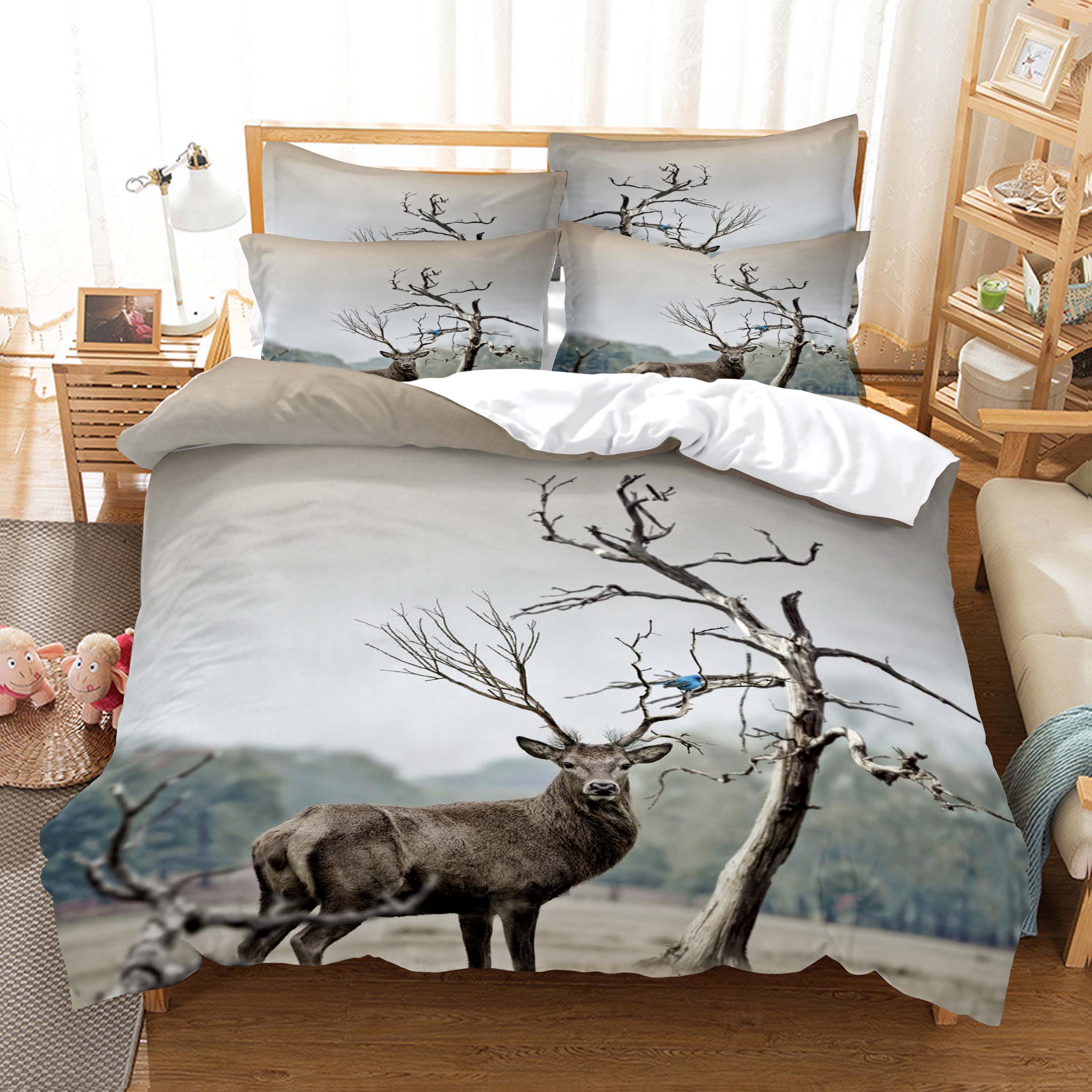 

3d Giraffe Deer Bedclothes Cotton Bedding Set Adults Duvet Cover Sets Twin Full Queen King Bedroom Quilt Cover Housse De Couette (135x200cm)