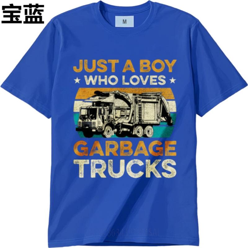 Unisexs Top Printed Boys Short Sleeve Tshirt Plus Size Just A Boy Who Loves Garbage Trucks Comfort Male Top Tees Everyday Tee