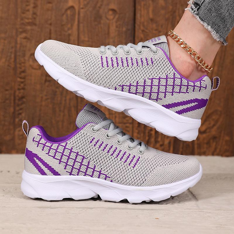 Foreign Trade Spot Women's Shoes Spring and Autumn Mesh Shoes Lightweight Soft-soled Sports Shoes Women's Flat Heels Non-slip Running Shoes Low Heels