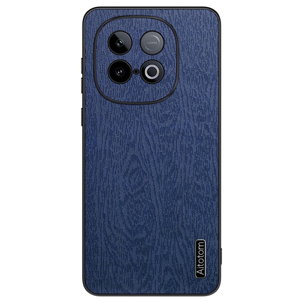 For Vivo iQOO Z10 Turbo 5G Case Wood Texture PU Leather Coated PC TPU Phone Cover