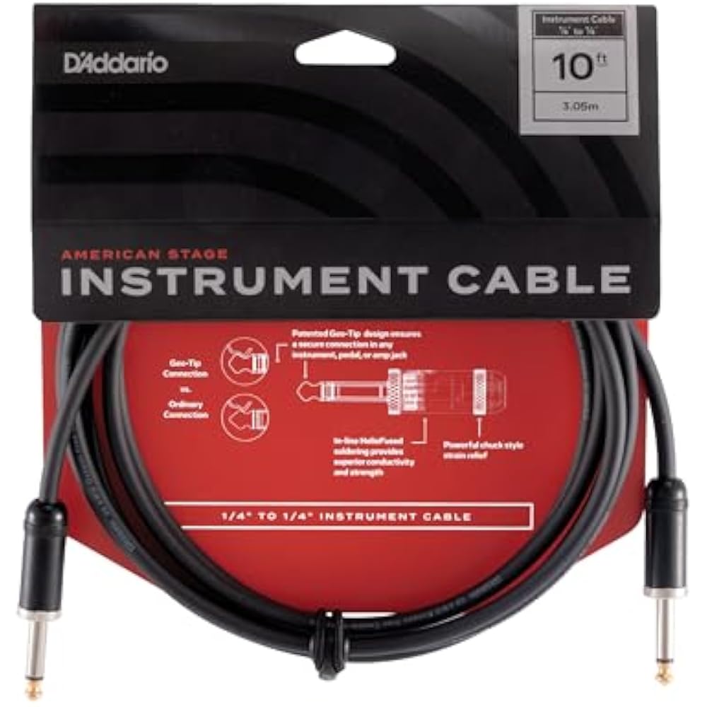D Addario Daddario Shield Cable (Guitar Shield) American Stage Instrument Cable PW-AMSG-10 (3.0m ...