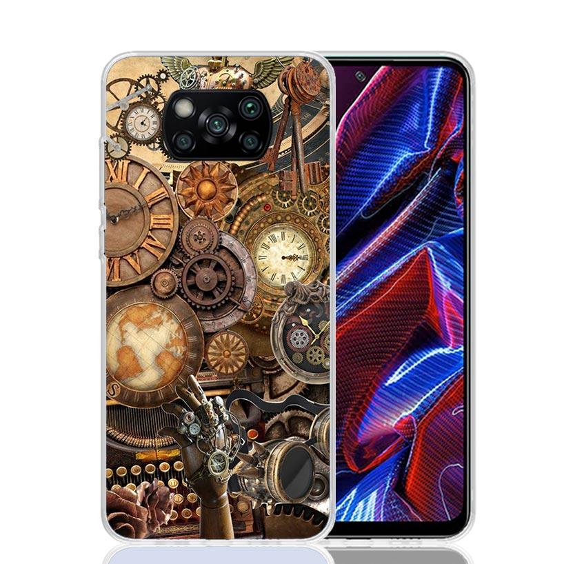 Steampunk Gear Mechanical Case Phone Cover for Xiaomi Redmi Note 10 9 9S 8 8T 7 5 Pro Mi 12T 11T 10T 9T 12 11 Lite A3 A2 Trend F