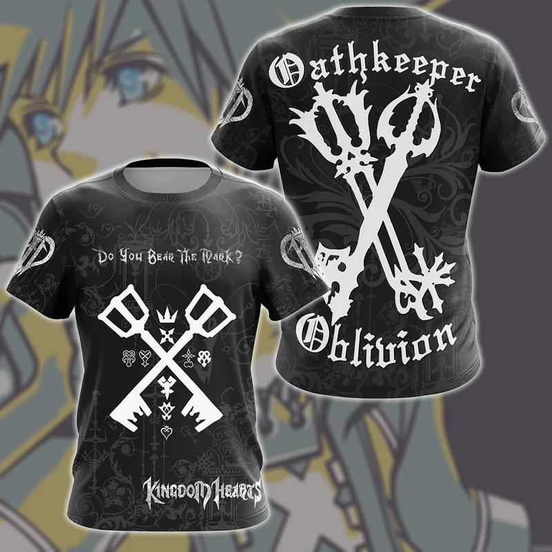 Anime Gra Kingdom Hearts Koszulki Cosplay Nadruk 3D Unisex Koszulka Męska Damska Krótki Rękaw Harajuku Oversize Męski Top z Postaciami z Kreskówek