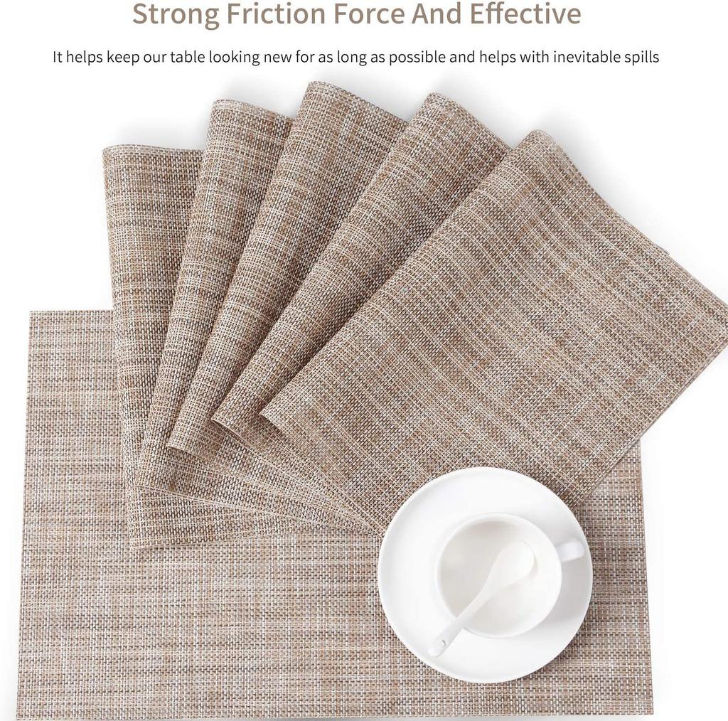 PVC Heat-Resistant Western Table Placemat Washable Dual-Tone Teslin Series Dining Table Cup Mat