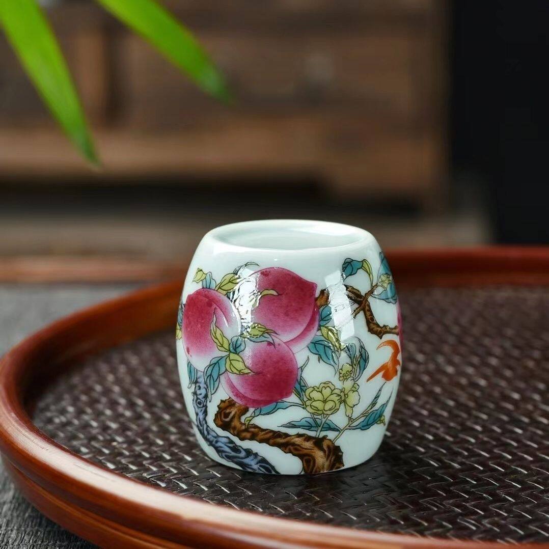 

Ceramic Cover Teapot Lid Base Chinese Enamel Color Base Cover Bowl and Holder Home Kung Fu Tea Ceremony Accessories Figurines 4.8x4.8cm