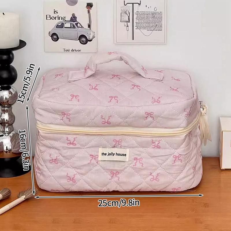 Make-up-Aufbewahrungstaschen mit Blumendruck, für Damen und Mädchen, Reise-Kulturtasche, Make-up-Tasche, Organizer, Kosmetiktasche, Reißverschluss, gesteppte Tasche