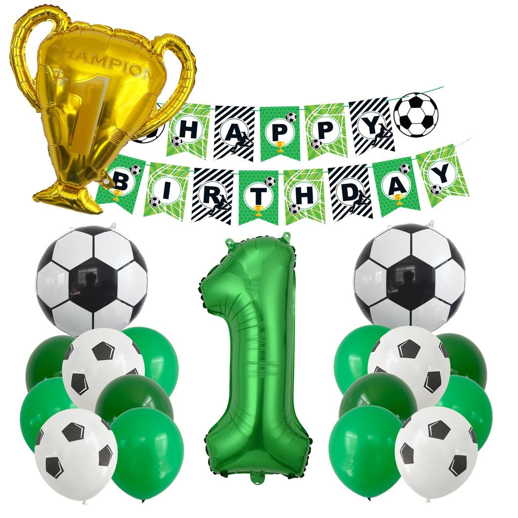 Neue Fußball Trophäe Aluminiumfolienballon Flaggen Set Geburtstagsballon Party Dekoration Sportthema