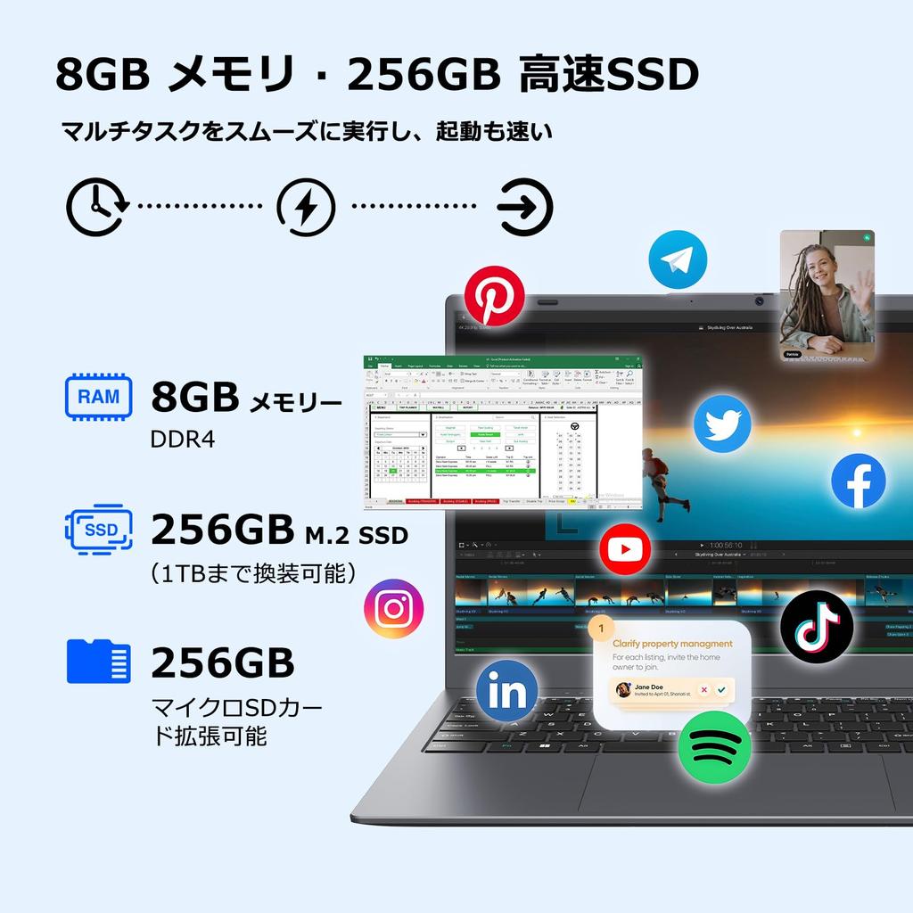 ZENAERO Laptop with Office 3020e Up To 8GB 256GB 1080P X IPS Windows 11 English Keyboard and Numeric Ideal for Students and Ideal for Video Streaming