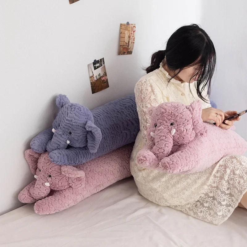 Long Elephant Body Pillow Large Cute Stuffed Animal Cushion Sleeping Elephant Decorative Body Pillow Chair Back Cushion Decor