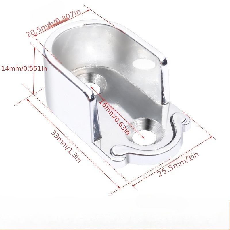 Heavy-Duty Metal U-Shaped Rod Brackets - End Support Brackets for Wardrobes Easy To Install, Furniture and Closet Rail Hardware