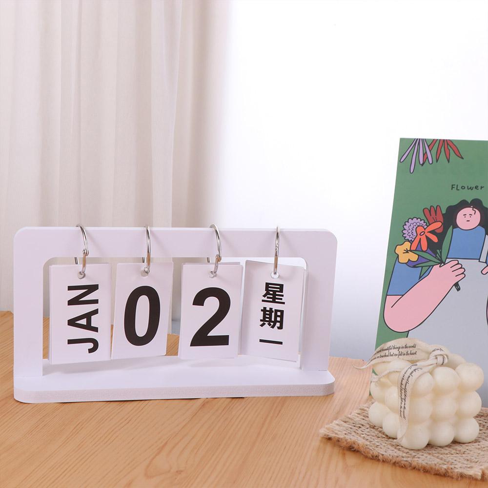 Nordic Style Wooden Calendar Solid Desktop Schedule Photography Props Perpetual Calendar  Home