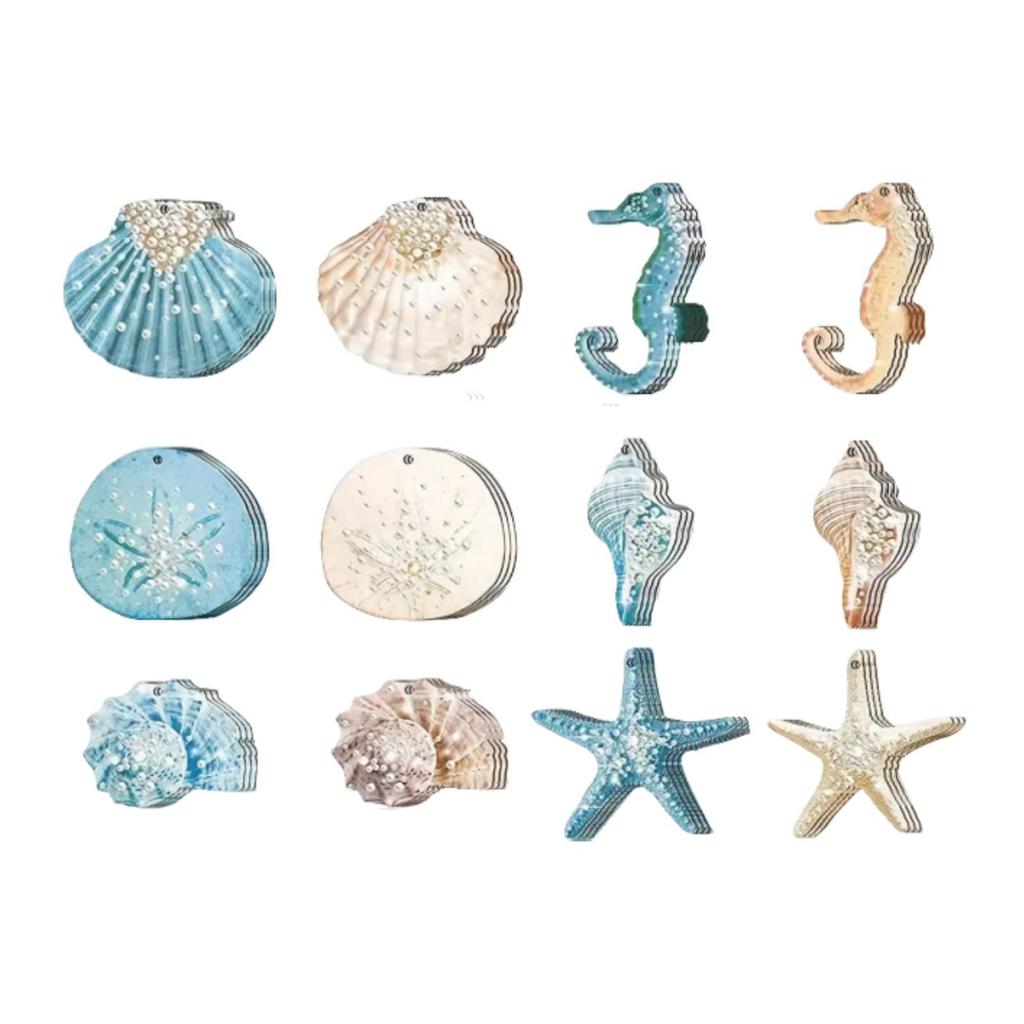 Beach Ocean Themed Christmas Ornaments Reusable Christmas Tree Hanging Ornaments for Holiday Party Office Halloween Thanksgiving