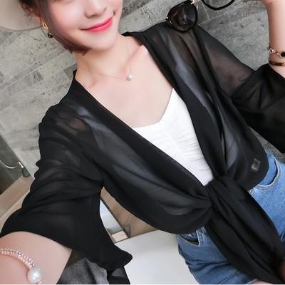Chiffon Small Shawl Jacket Women's Summer Short Vest Ultra-thin Versatile Cardigan Beach Sunscreen UV Protection