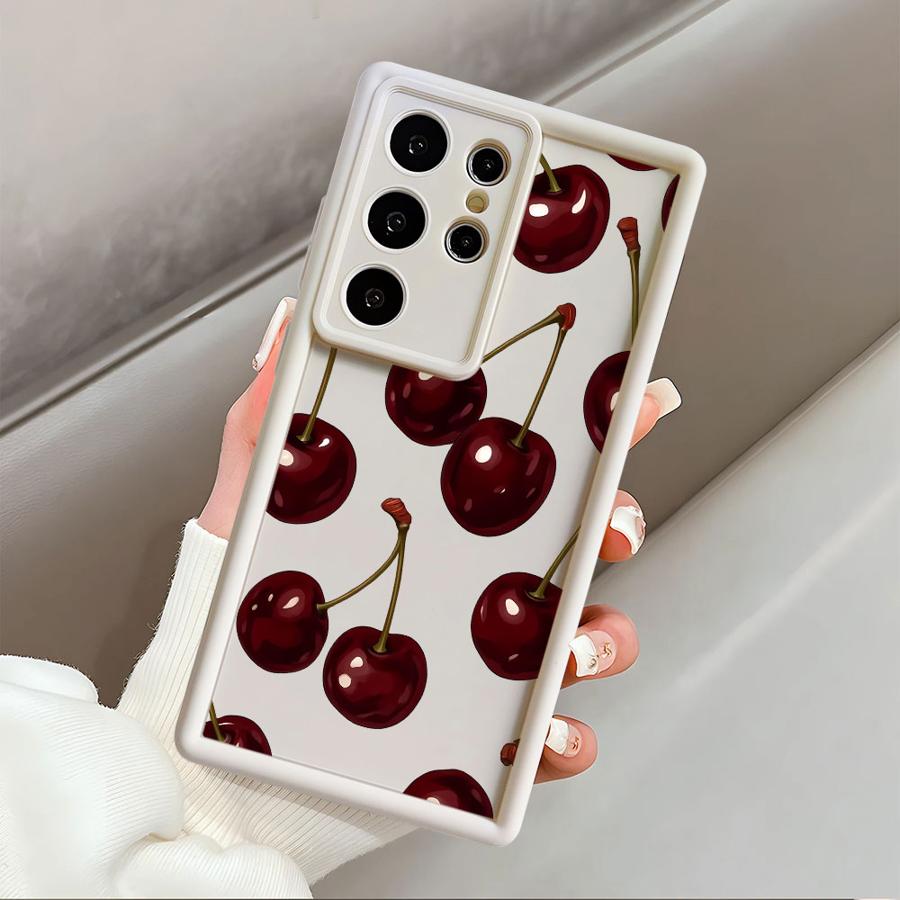 Stylish Cherry Pattern Case for Samsung Galaxy S21 S20FE S24 Plus S23 FE S25 Ultra S24Ultra S22 S25 Edge Phone Cover