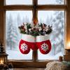 Traditional Red White Wreath Christmas Mitten/Stocking Wreath, Decorative Artificial with Berries Pine Cones, Farmhouse Style Door Hanger Branches,