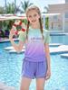 New Women's Sporty Gradient Slimming Beach & Resort Swimsuit - Breathable, Conservative, with Belly Coverage