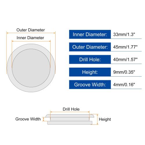 uxcell 3-Piece Insulated Rubber Grommets, 33mm Inner Diameter, Single-Sided Hole, for Wiring, Rubber Bushings, Cable and Wire Protection, Black