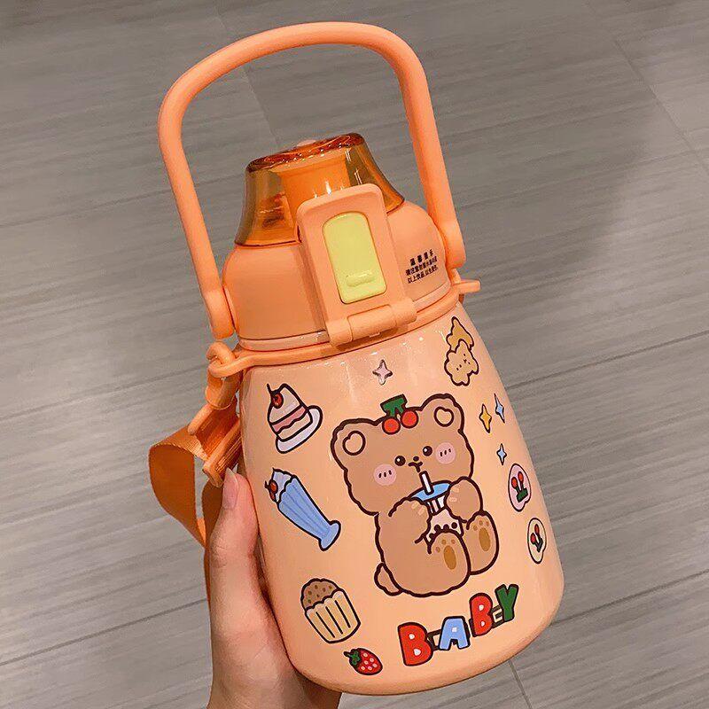 

Japanese Gp Dual-Use Large Capacity Thermos Cup for Women, 316 Stainless Steel Straw Cup, High Aesthetic Large Belly Cup, Sports Water Bottle Db21684-Jiaohong 880ml