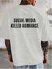 T-shirt da uomo con stampa posteriore Social Media Killed RoUnisexce Cotone Vintage Girocollo Manica Corta Street Oversize Top Basic Casual Quotidiano