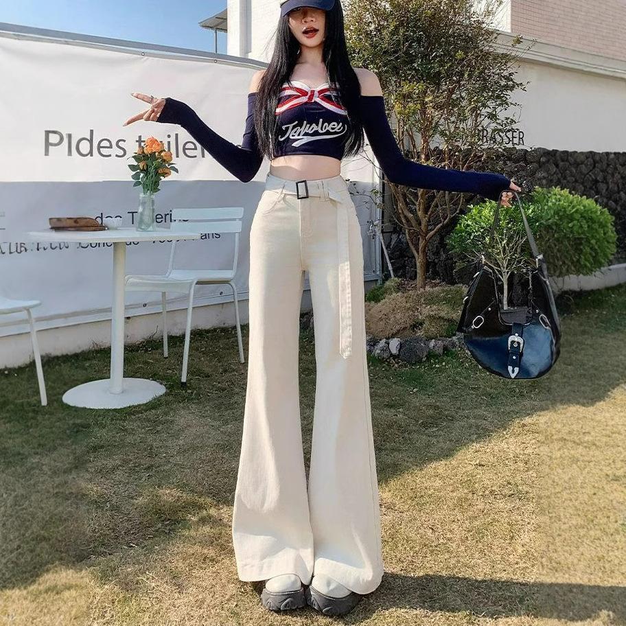 Comfortable Loose Stretch Design Sense High Waist Wide Leg Jeans Female Large Size Year Skinny Dragging Trousers Jeans for Women Long Denim Pants