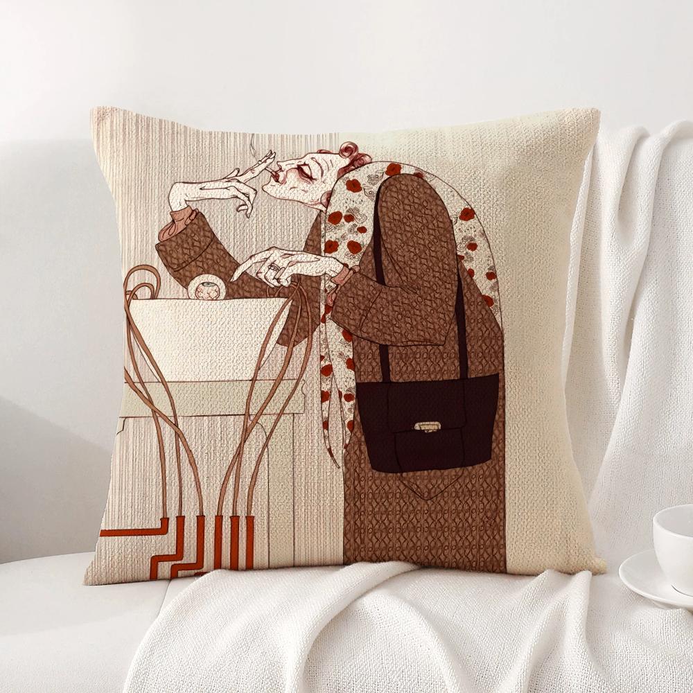 Strange Stories Cushion Cover Natural Linen Organic Fabric DoubleSided Printing Sofa Home Decor Breathable Bed Pillow