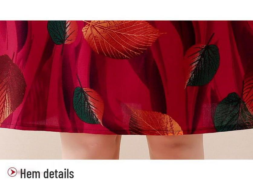 Women's Cotton Silk Mid-Length Nightgown - Summer Pajamas Plus Size Homewear for Middle-Aged and Elderly