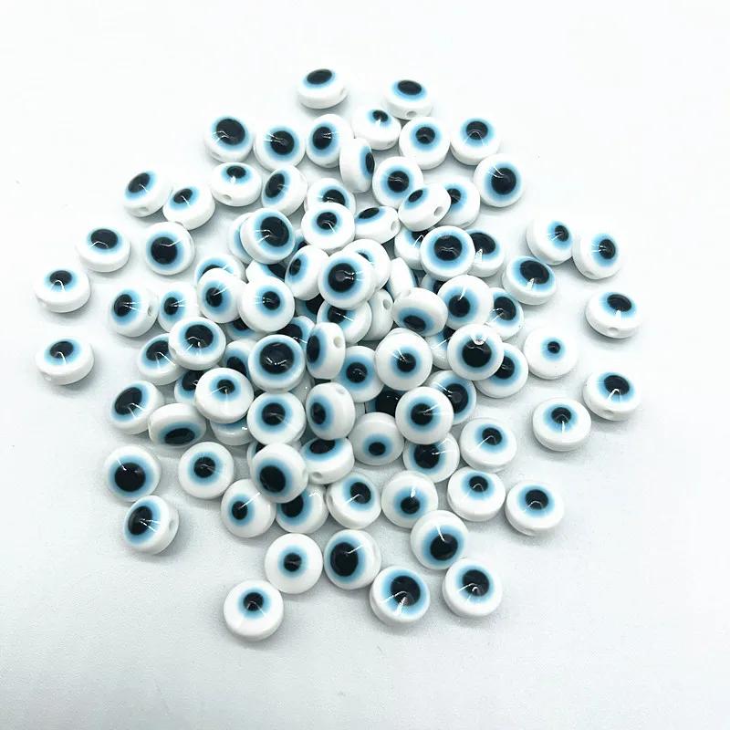 Z12 50pcs/lot 8mm Multicolored Charm Evil Eye Resin Spacer Bead Jewelry Making DIY Handmade Earring Bracelet Trend Accessories