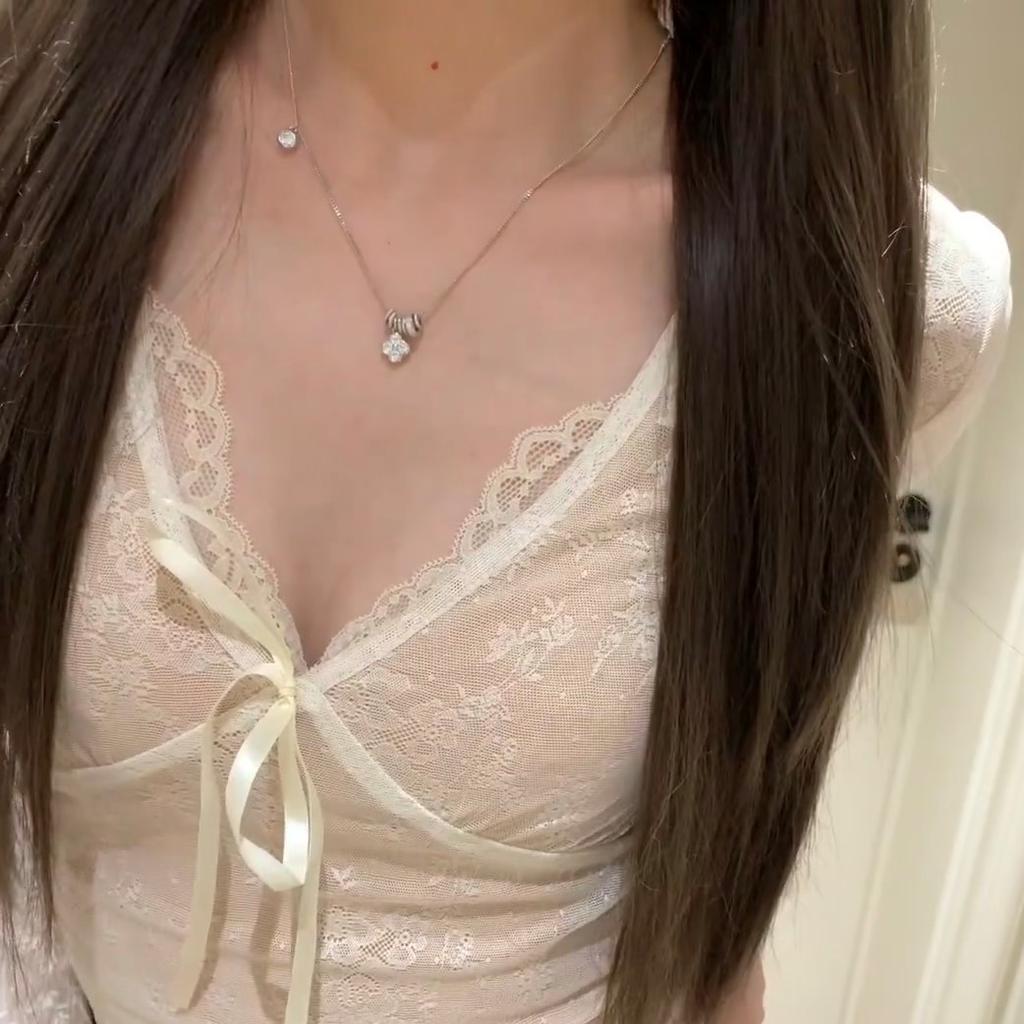 Leichter Luxus High-End Zirkon Blume Kreis Halskette Damen Nische Einzigartig Exquisit Persönlichkeit Vielseitig Halskette Pulloverkette