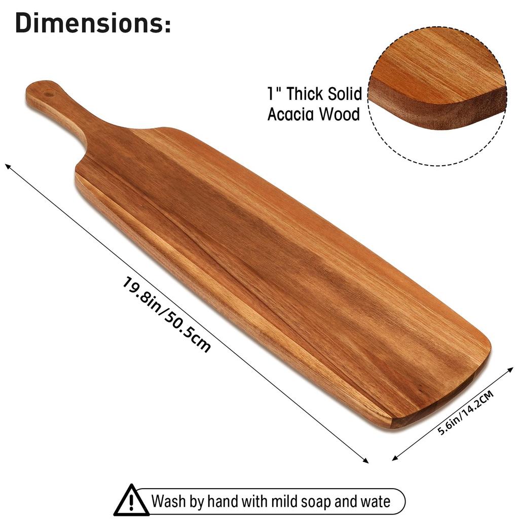 1 Stk. Großes Holz-Charcuterie-Brett-Set, mit 3 Käsewerkzeugen, Geschenk für Einzug, Hochzeiten, Picknicks (20 x 5.6 Zoll)