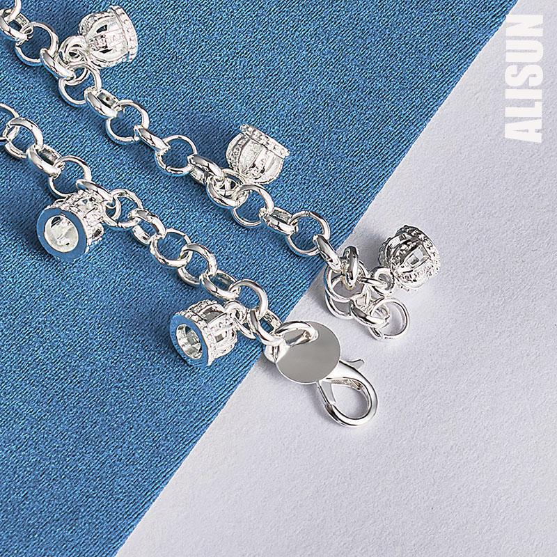 925 Sterling Silver Crown Pendant AAA Zircon Bracelet Fashionable Wedding Jewelry