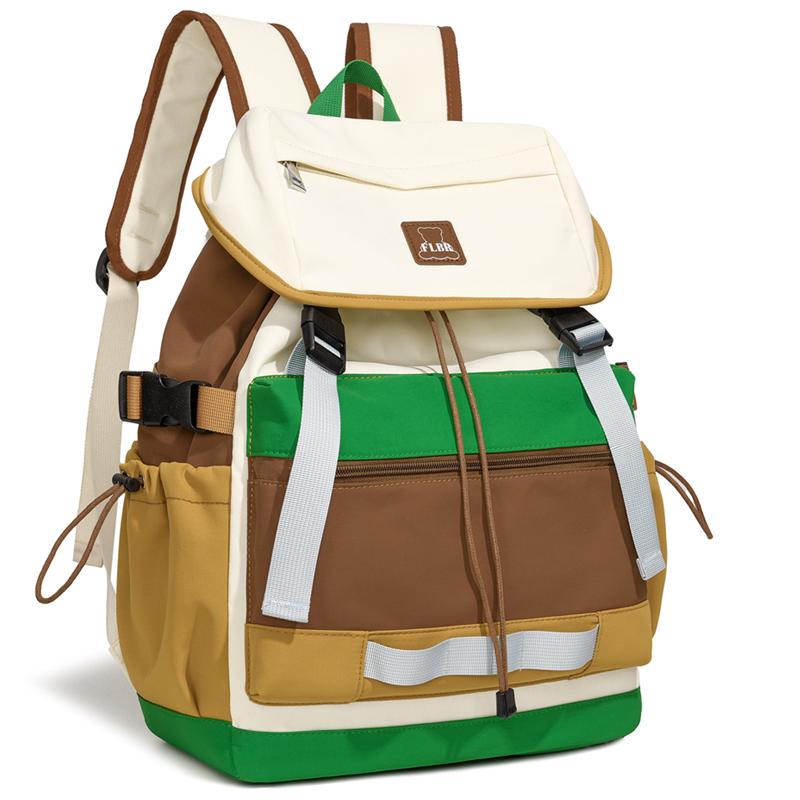 Travel Backpack Color Contrast Backpack Large Capacity Lightweight Student Schoolbag
