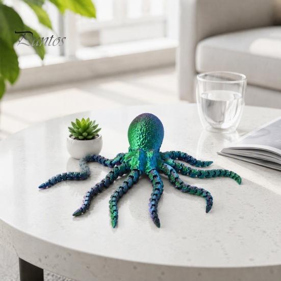 3D Printed Marine Animal Octopus Sea Fidget Toy, Flexible Articulated Tentacle Figurine, Sensory Toy Desktop Decoration with Movable Joints