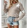 Women's Crew Neck Long Sleeve Star Jacquard Loose Fit Commuter Knit Sweater