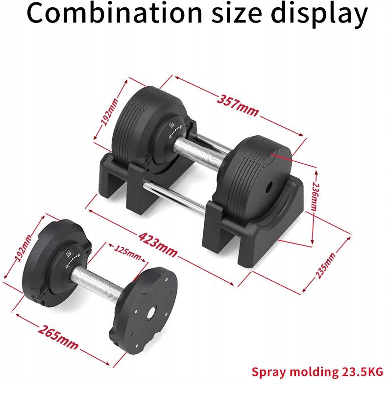 Adjustable dumbbell 23.5 kg With adjustable CO 1.5 kg black premium dumbbell