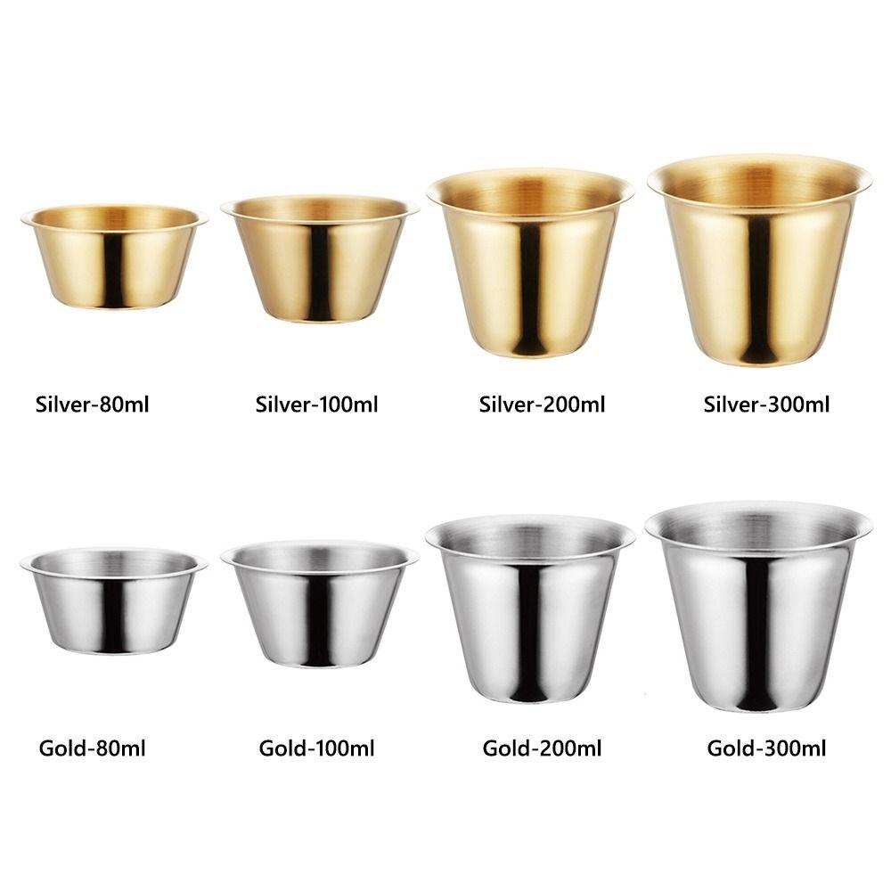 304 Stainless Steel Seasoning Dish Mustard/Salad/Tomato Fries Ketchup Sauce Cup Multifunctional Silver Gold Condiment Container
