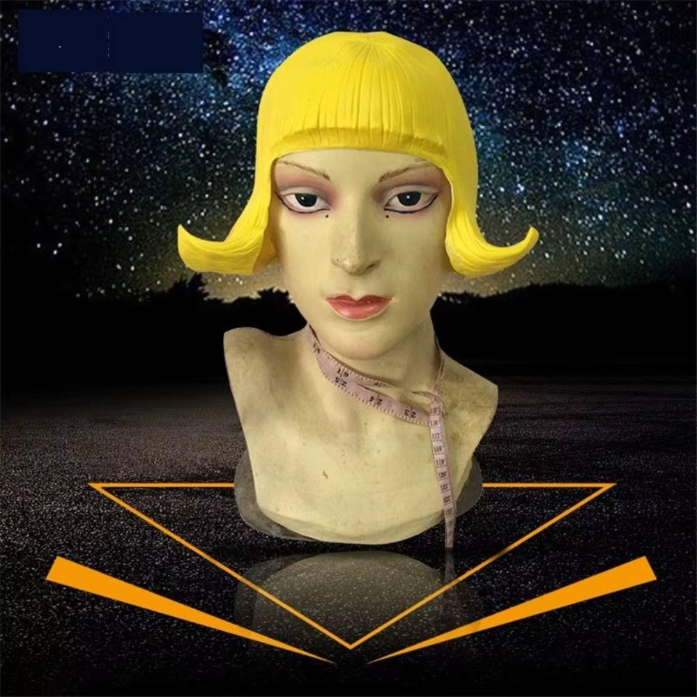 Realistic Latex Mask Short Bob Overhead Masks Novelty Rubber Colorful Hair Hats  Masquerade
