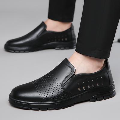 Zomer ademende herenschoenen business casual holle leren schoenen heren Brits eerste laag rundleer schoenen
